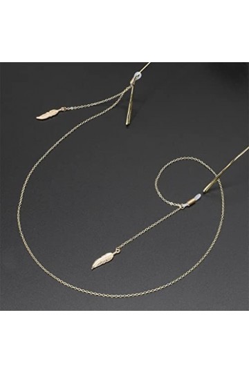 EYHLKM Corde à Lunettes en métal Pendentif Feuille dor Chaîne à Lunettes Faite à la Main