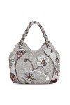 DIRRONA Mode Toile Fourre-Tout Moyen Sac à Main Femme Sac Toile Brodée Sac à Main Décontracté Voyage Travai Acheteur Sac Four
