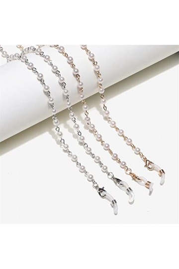 SUNMME Chaîne de Lunettes Or 5mm Perle Cordon de Lunettes