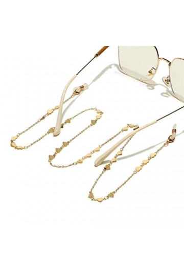 XOUVY Corde à Lunettes en métal Or Pendentif Coeur chaîne à Lunettes Faite à la Main Corde à Lunettes D Talla?nica 