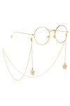 XOUVY Cordon à Lunettes en métal doré Perle Fleur Pendentif chaîne à Lunettes Couleur : chaîne de Perles, Taille : Talla ?ni