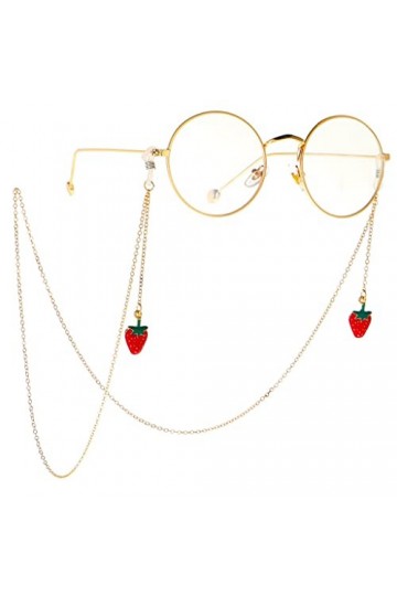 OITTO Accessoires Cordon de Lunettes en métal Or Fraise Pendentif chaîne de Lunettes Accessoires de Mode