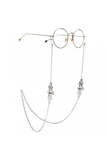 XOUVY Cordon à Lunettes en métal Pendentif Creux Noir Chaîne de Lunettes à la Main Couleur : D, Taille : Talla ?nica Argen