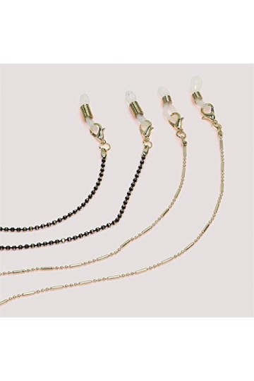 SUNMME Chaîne de Lunettes Chaîne de Perles Noires Chaîne en Or Ensemble de Corde à Lunettes