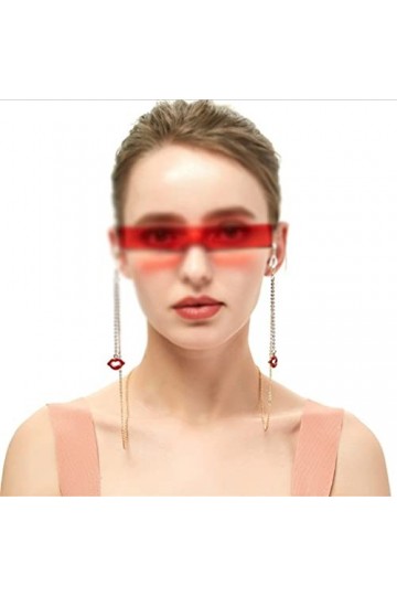 WJCCY Cordes de pendentif Lèvres rouges Lecture Lunettes Chaîne Chaîne Mode Femmes Lunettes de soleil Accessoires Lanières de