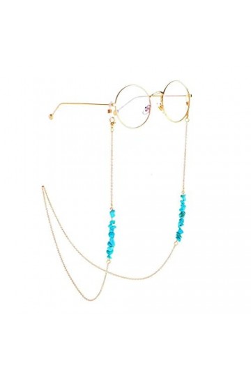 XOUVY Chaîne Tendance Perles turquoises Naturelles Ne se décolore Pas Chaîne de Lunettes Faites à la Main Lunettes de Lecture
