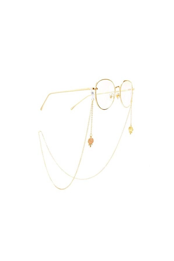 OITTO Chaîne de Lunettes en métal Or Strass Bonbons Pendentif chaîne de Lunettes