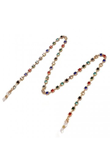 ZLXDPBF Lunettes de Soleil colorées en Strass Suspendus au Cou chaîne Multi-usages Anti-Perte chaîne de Lunettes Color : 1-P