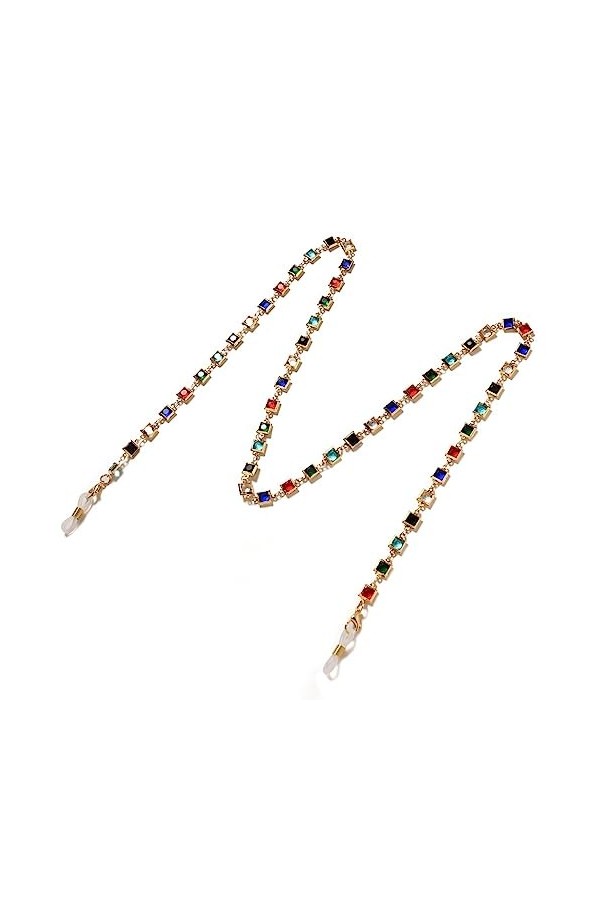 ZLXDPBF Lunettes de Soleil colorées en Strass Suspendus au Cou chaîne Multi-usages Anti-Perte chaîne de Lunettes Color : 1-P