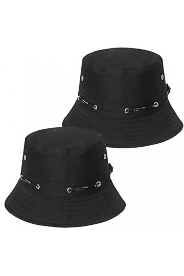 2 Pièces Chapeau de Pêcheur imprimé Bobs Chapeaux de Soleil de Plage Pliables Chapeaux de Pêcheur pour Femmes Hommes Cordon d