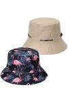 2 Pièces Chapeau de Pêcheur imprimé Bobs Chapeaux de Soleil de Plage Pliables Chapeaux de Pêcheur pour Femmes Hommes Cordon d