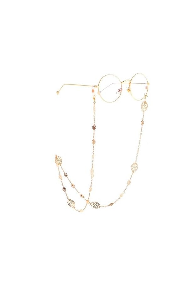 DOUBAO Corde à Lunettes Corde à Lunettes en métal antidérapante Feuilles Creuses Chaîne à Main Chaîne à Lunettes