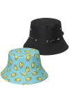 2 Pièces Chapeau de Pêcheur imprimé Bobs Chapeaux de Soleil de Plage Pliables Chapeaux de Pêcheur pour Femmes Hommes Cordon d