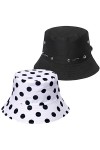 2 Pièces Chapeau de Pêcheur imprimé Bobs Chapeaux de Soleil de Plage Pliables Chapeaux de Pêcheur pour Femmes Hommes Cordon d