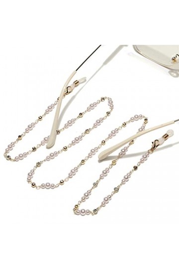 XOUVY Perles de cuivre et Collier de lanière de Lunettes de Perles chaîne de Lunettes Anti-Perte Corde de Lunettes Anti-Chute