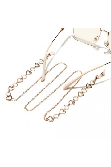 XOUVY Mode Or cuivre pêche Coeur Lunettes chaîne Lunettes chaîne métal Lunettes chaîne D Talla ?nica 