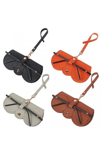 NAVESO Lot de 4 étuis à lunettes de soleil tendance en cuir souple - Étui à lunettes mince portable - Étui de protection de v