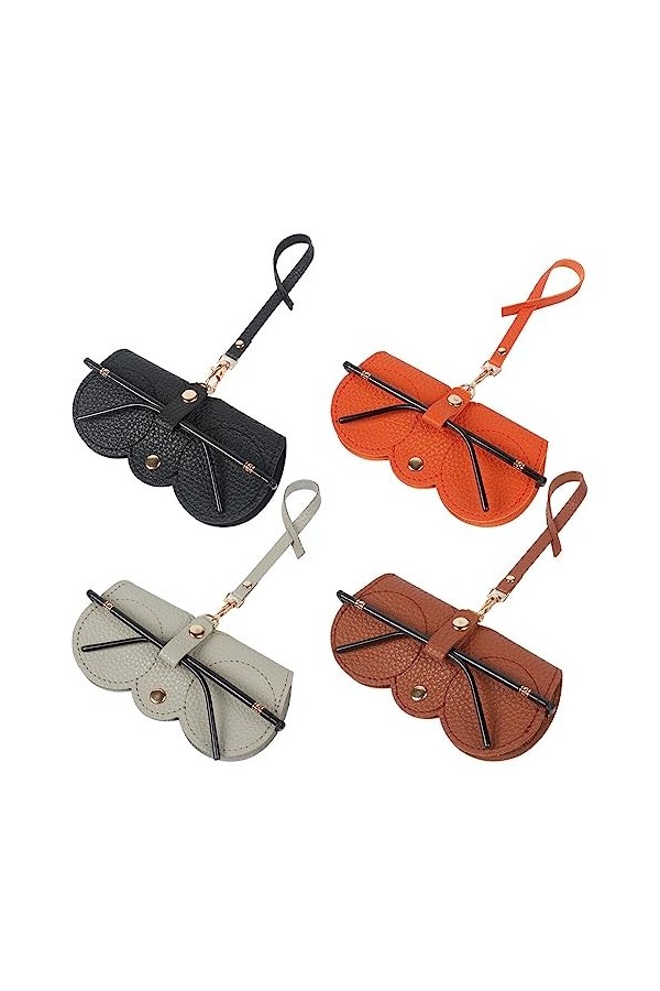 NAVESO Lot de 4 étuis à lunettes de soleil tendance en cuir souple - Étui à lunettes mince portable - Étui de protection de v