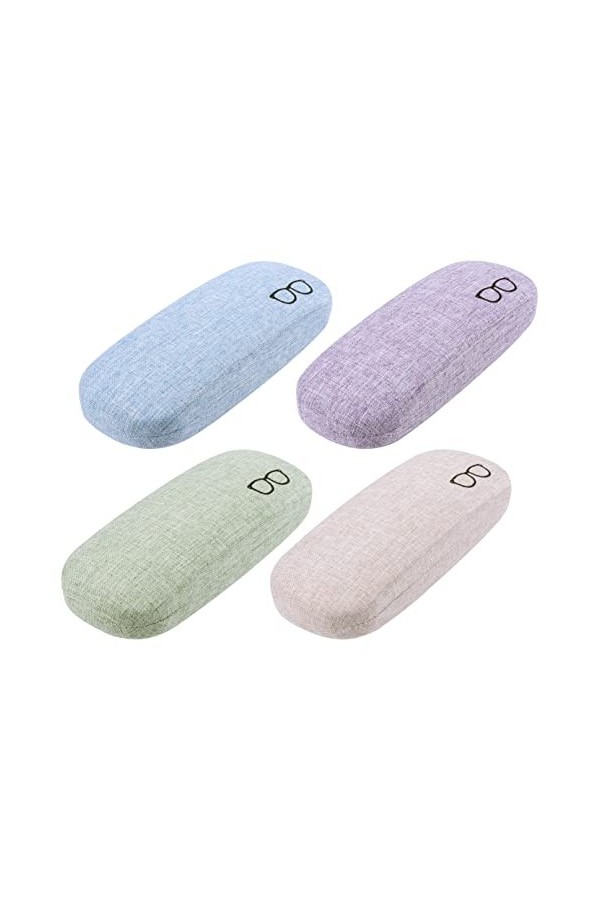 JSMTKJ 4 Pcs Étui à Lunettes Rigide, Étui à Lunettes Rigide en Toile de Lin Portable Étui de protection pour Femmes Hommes Or