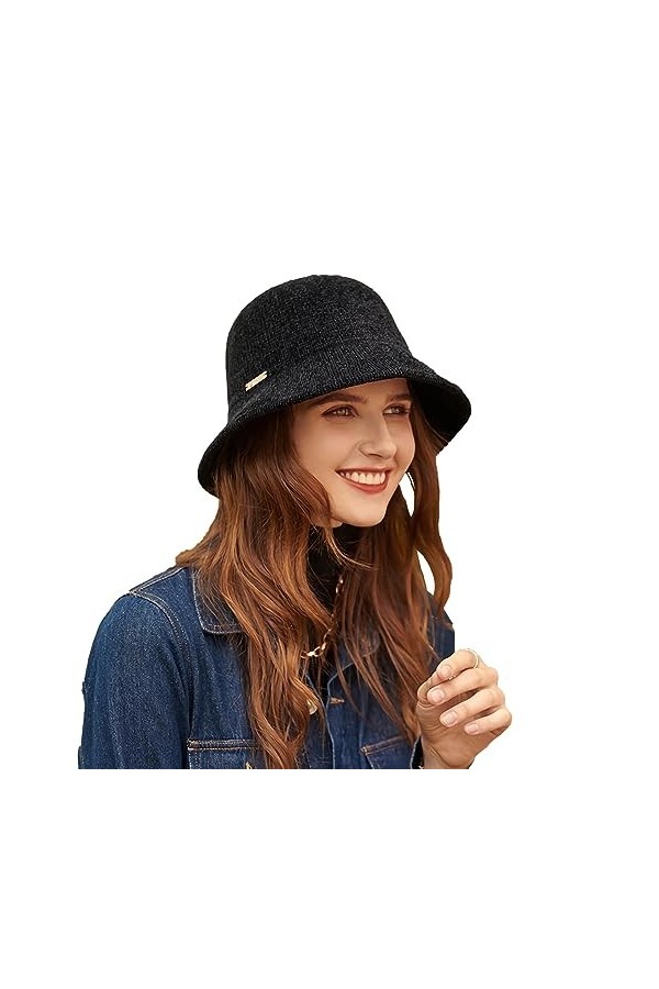 SJTJSPX Chapeau Bob en Laine Tricotée Chapeau de Pêcheur Automne Hiver Chapeau de Bassin Casquette Hat Femmes Filles Chapeau 