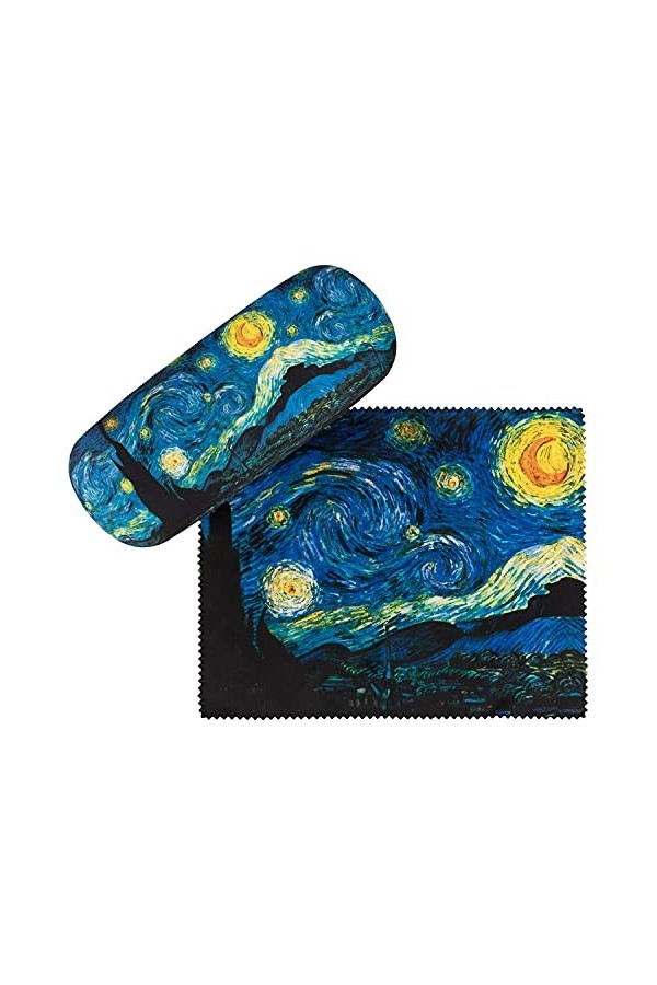 VON LILIENFELD Étui Lunettes Vincent van Gogh : La nuit étoilée Chiffon de Nettoyage Boîte Robuste Cadeau Étui Lunettes de So