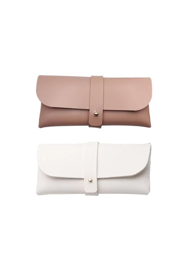 HNJUSR 2 Pièces étui lunettes cuir, PU cuir poche Sac Souple de Lunettes de Soleil,pochette de rangement pour lunettes,Stocka