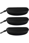 alladaga Lot de 3 étuis à lunettes et lunettes de soleil avec mousqueton en plastique, Noir