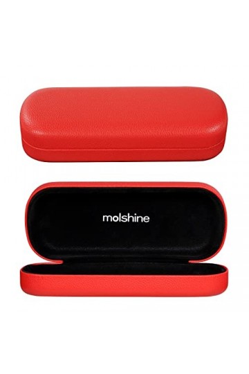 molshine Étui à lunettes en cuir PU à coque dure, étui à lunettes portable brillant pour hommes femmes fille travail détude 