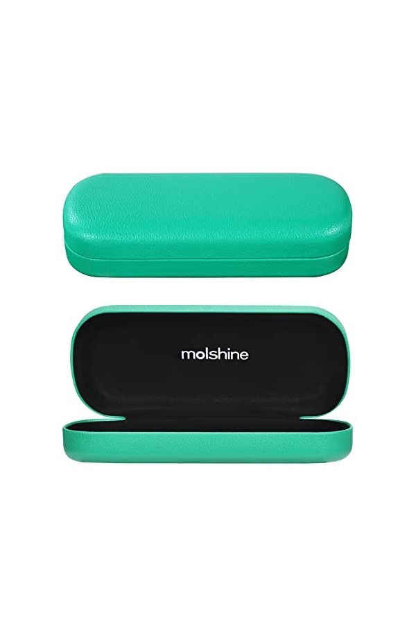 molshine Étui à lunettes en cuir PU à coque dure, étui à lunettes portable brillant pour hommes femmes fille travail détude 