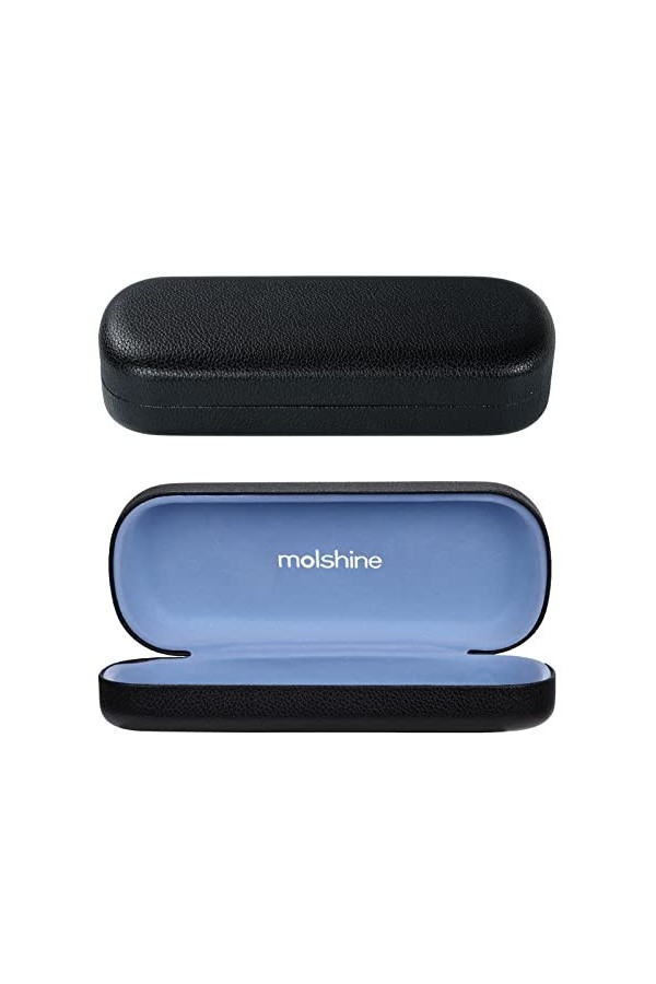 molshine Étui à lunettes en cuir PU à coque dure, étui à lunettes portable brillant pour hommes femmes fille travail détude 