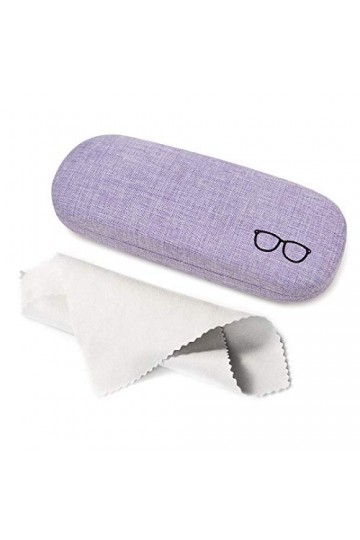 Kono Étui à Lunettes Rigide en Toile de Lin Portable Étui de protection pour Lunettes et Lunettes de Soleil avec Chiffon en M