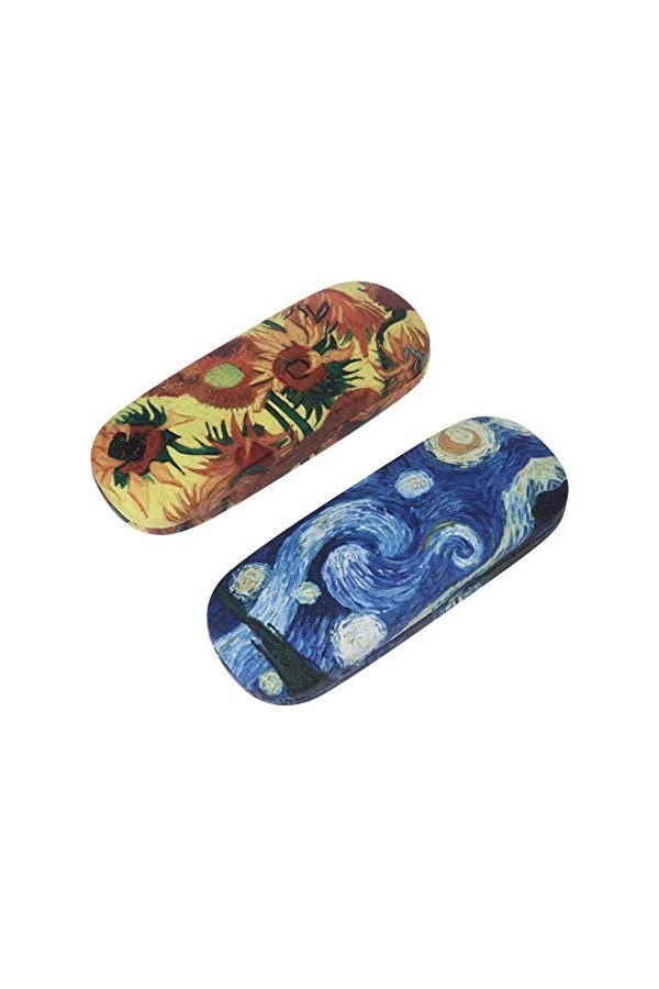 Healifty Lot de 2 étuis rigides en cuir pour lunettes de soleil - Pour femmes, hommes, étudiants - Van Gogh