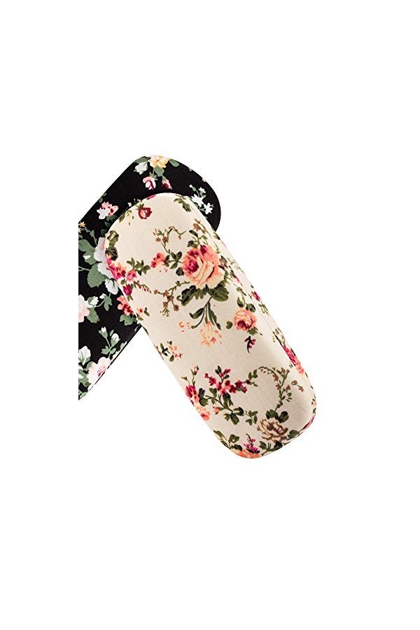 2 Pièces Étuis à Lunettes Étui à Lunettes Rigide pour Femmes Étui à Lunettes Rétro Portable en Tissu Floral Abricot, Noir 