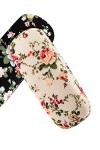 2 Pièces Étuis à Lunettes Étui à Lunettes Rigide pour Femmes Étui à Lunettes Rétro Portable en Tissu Floral Abricot, Noir 