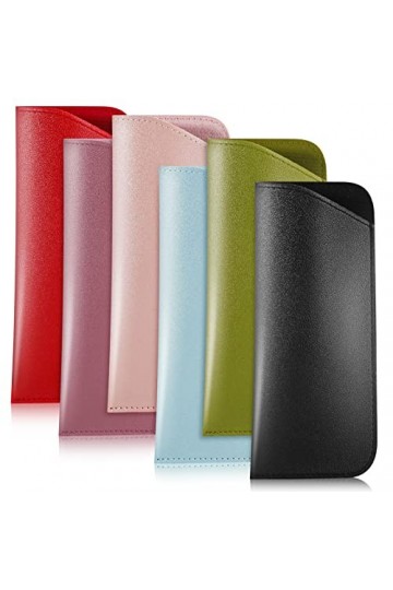 Heyu-Lotus Lot de 6 étuis à lunettes, étui à lunettes de soleil, étui à lunettes en cuir, étui à lunettes portable pour homme