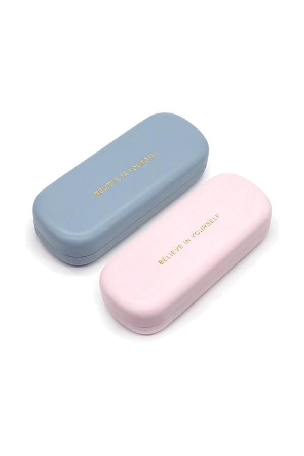 SZQIUNUBI 2 Pièces Étuis à Lunettes en Cuir PU Éetui à Lunettes Rigide Femme Étui Rigide pour Lunettes Étui à Lunettes Rigide