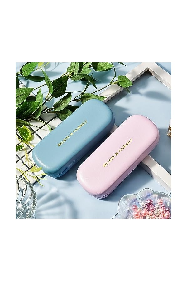 SZQIUNUBI 2 Pièces Étuis à Lunettes en Cuir PU Éetui à Lunettes Rigide Femme Étui Rigide pour Lunettes Étui à Lunettes Rigide