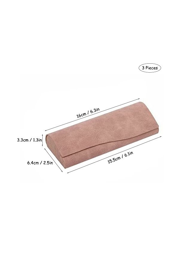 3 Pièces Étui Lunettes Cuir, Étui Rigide Lunettes, Étui à Lunettes de Mode, Aspect Cuir, Bouton Pression Magnétique, Femmes, 