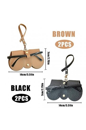 RobLuX 4 Pièces Pochette Portable Mince pour Lunettes Soleil Étui à Lunettes Soleil en Cuir Souple Brun Clair Noir Étui à Lun