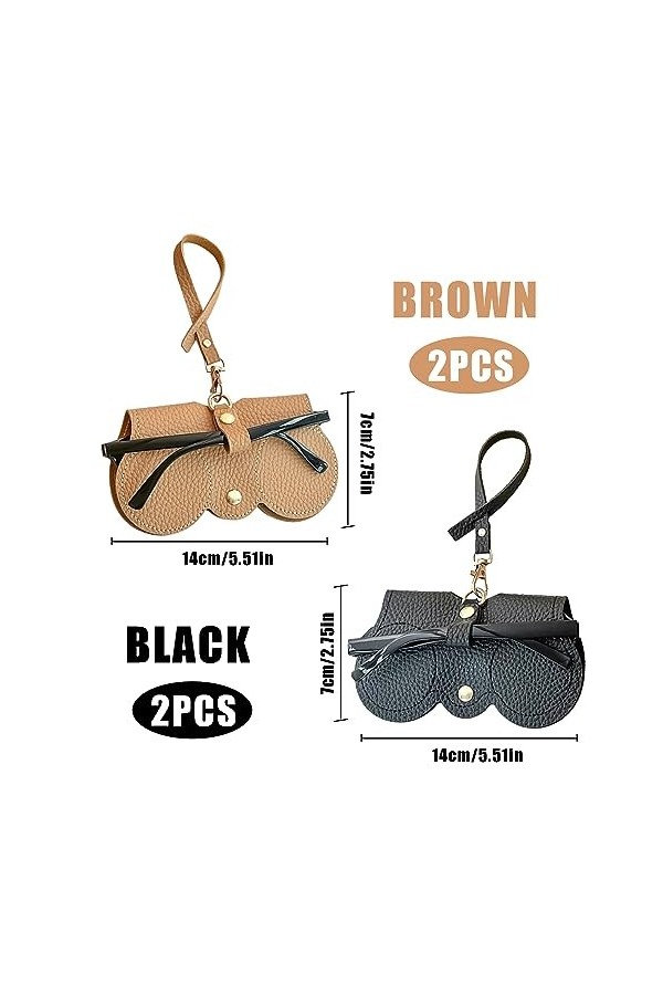 RobLuX 4 Pièces Pochette Portable Mince pour Lunettes Soleil Étui à Lunettes Soleil en Cuir Souple Brun Clair Noir Étui à Lun