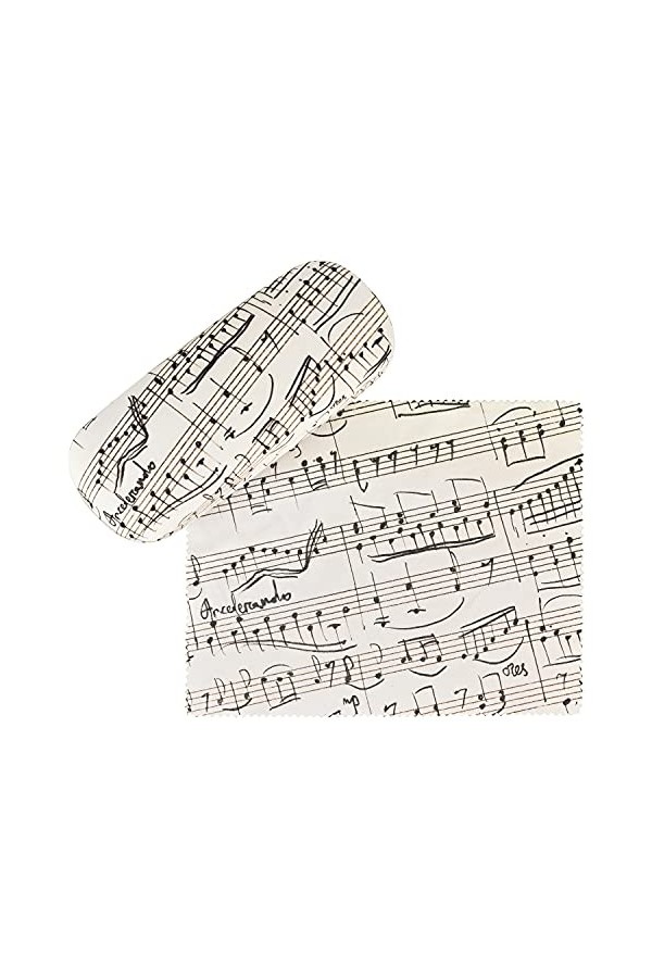 VON LILIENFELD Étui Lunettes Notes Musique Boîte Robuste Étui Lunettes de Soleil Chiffon de Nettoyage