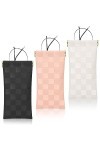 3 Pièces Etui Lunettes Souple, Cuir Etui Lunettes de Soleil Portable de Voyage, PU Mince Pochette Lunettes Etui Lunette Boîte