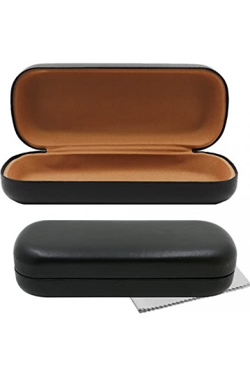 Olicky Étui à Lunettes Rigide, Boîte à Lunettes en Cuir PU, Portable Étui de protection pour Lunettes avec Chiffon en Microfi