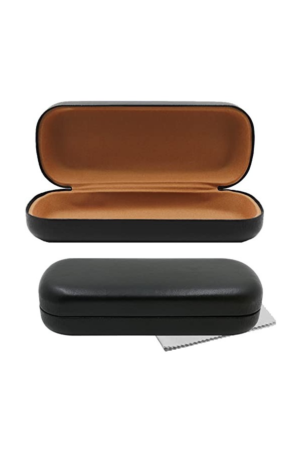 Olicky Étui à Lunettes Rigide, Boîte à Lunettes en Cuir PU, Portable Étui de protection pour Lunettes avec Chiffon en Microfi