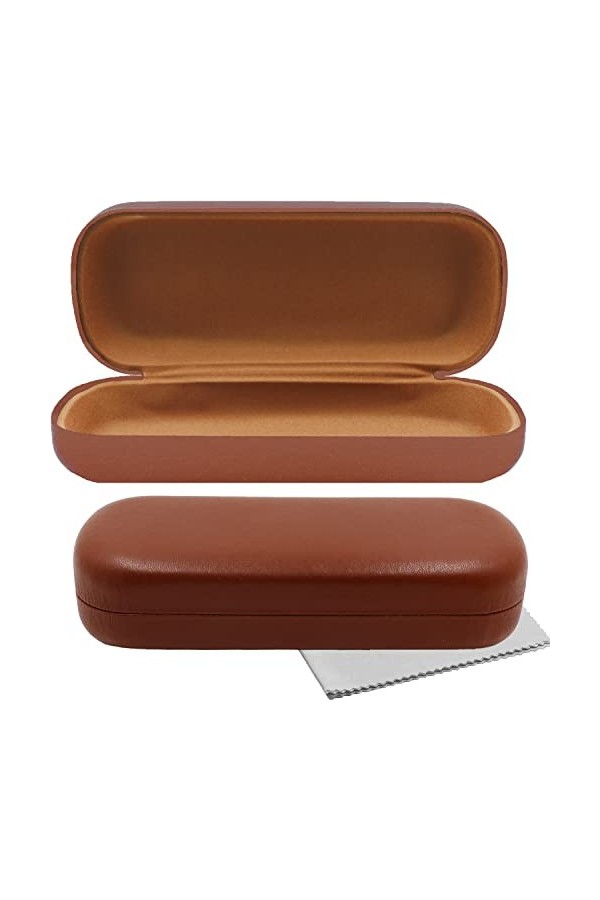 Olicky Étui à Lunettes Rigide, Boîte à Lunettes en Cuir PU, Portable Étui de protection pour Lunettes avec Chiffon en Microfi