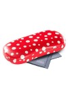 FEFI Étui à lunettes rigide à pois décoratifs avec chiffon de nettoyage, rouge, M