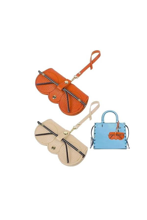 2 Pièces Etui Lunettes Souple,Etui Portable pour Lunettes de Soleil,Pochette Lunettes de Soleil,Etui Lunettes Cuir,Étuis à Lu