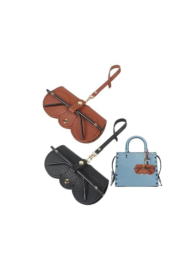 2 Pièces Etui Lunettes Souple,Etui Portable pour Lunettes de Soleil,Pochette Lunettes de Soleil,Etui Lunettes Cuir,Étuis à Lu