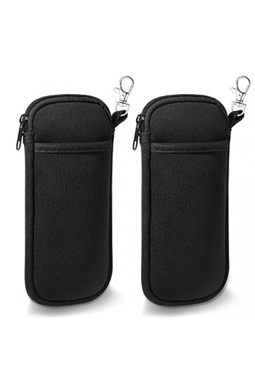 Hifot 2 pièces Étuis à Lunettes avec Mousqueton, Néoprène Double Sac Souple de Lunettes de Soleil avec Fermeture éclair, Anti