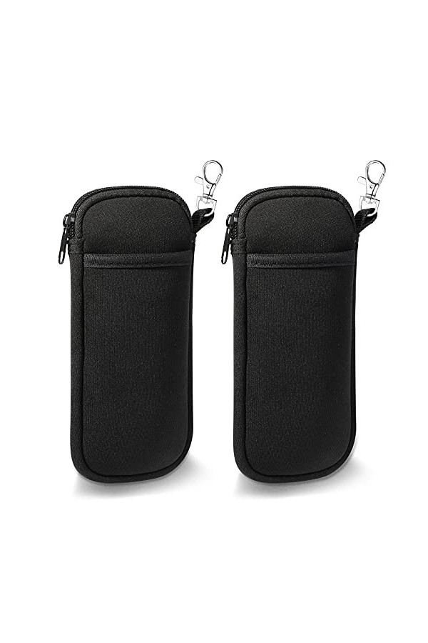 Hifot 2 pièces Étuis à Lunettes avec Mousqueton, Néoprène Double Sac Souple de Lunettes de Soleil avec Fermeture éclair, Anti